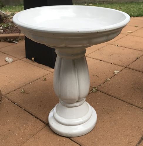 Bird Bath - Glazed - White